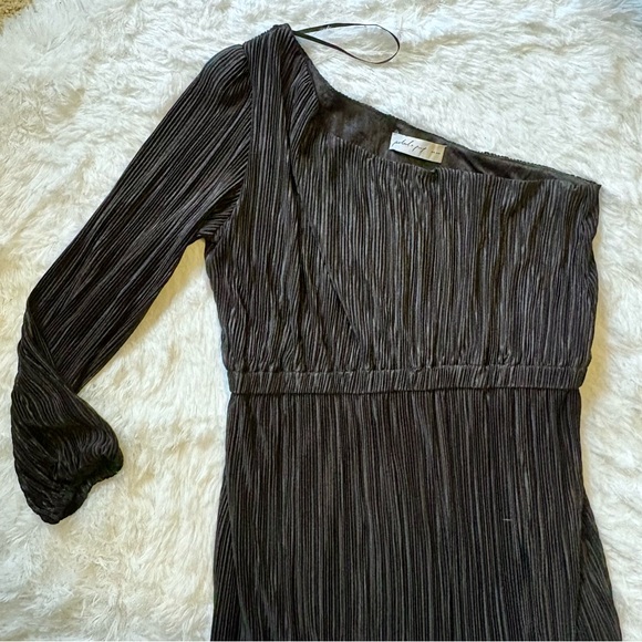 Petal & Pup - Pontee One Shoulder Pleated Midi Dress - Picture 4 of 6